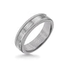 Triton 6MM Grey Tungsten Carbide Ring - Serrated Engraved 14K White Gold Insert with Round Edge