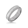Triton 6MM Grey Tungsten Carbide Ring - Hammered 14K White Gold Insert with Round Edge