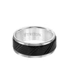 Triton 9MM Tungsten Carbide Ring - Diagonal Cut Center and Bevel Edge
