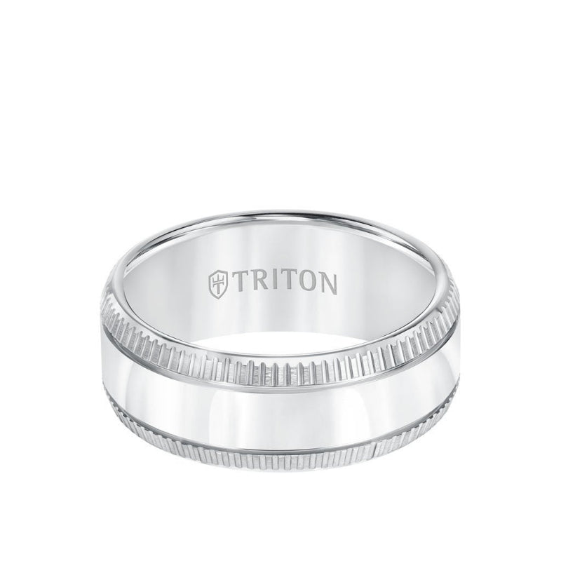 Triton 9MM Tungsten Carbide Ring - Flat Bright Center and Coin Edge