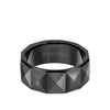 Triton 9MM Tungsten Carbide Ring - Faceted Pyramid Pattern and Round Edge