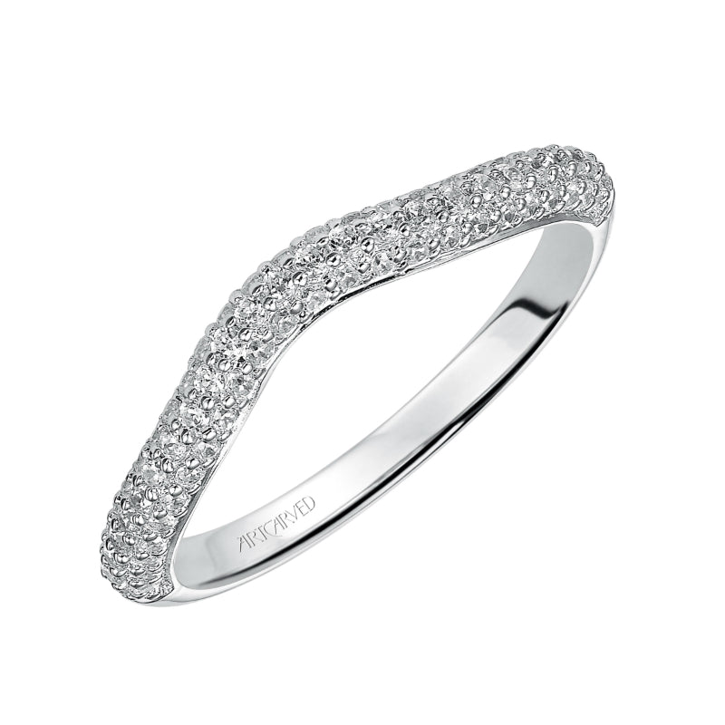 Artcarved Bridal Mounted with Side Stones Contemporary Diamond Wedding Band Jillian 14K White Gold