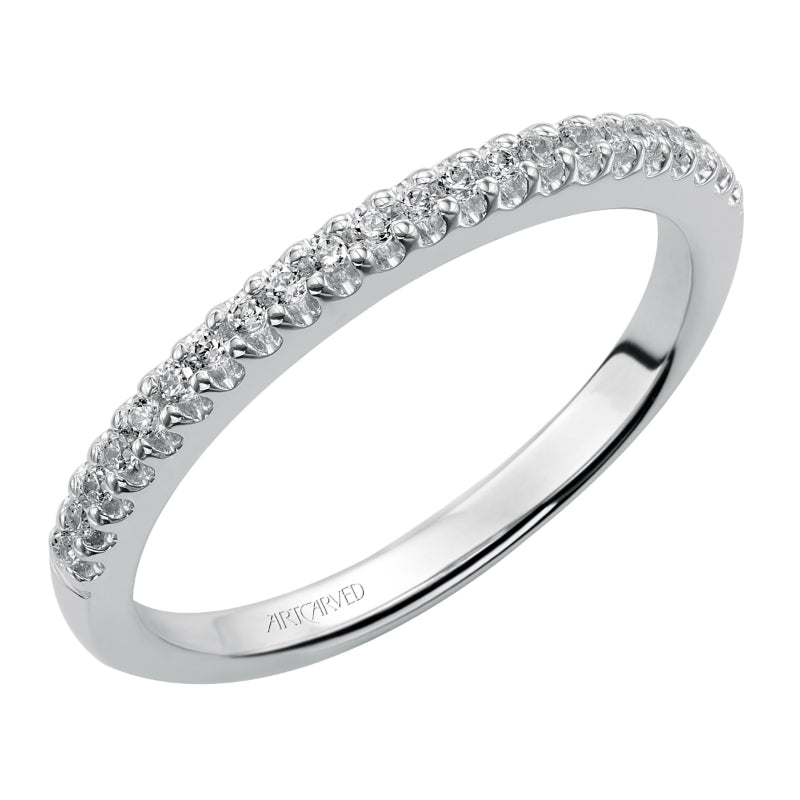 Artcarved Bridal Mounted with Side Stones Classic Diamond Wedding Band Lynn 14K White Gold