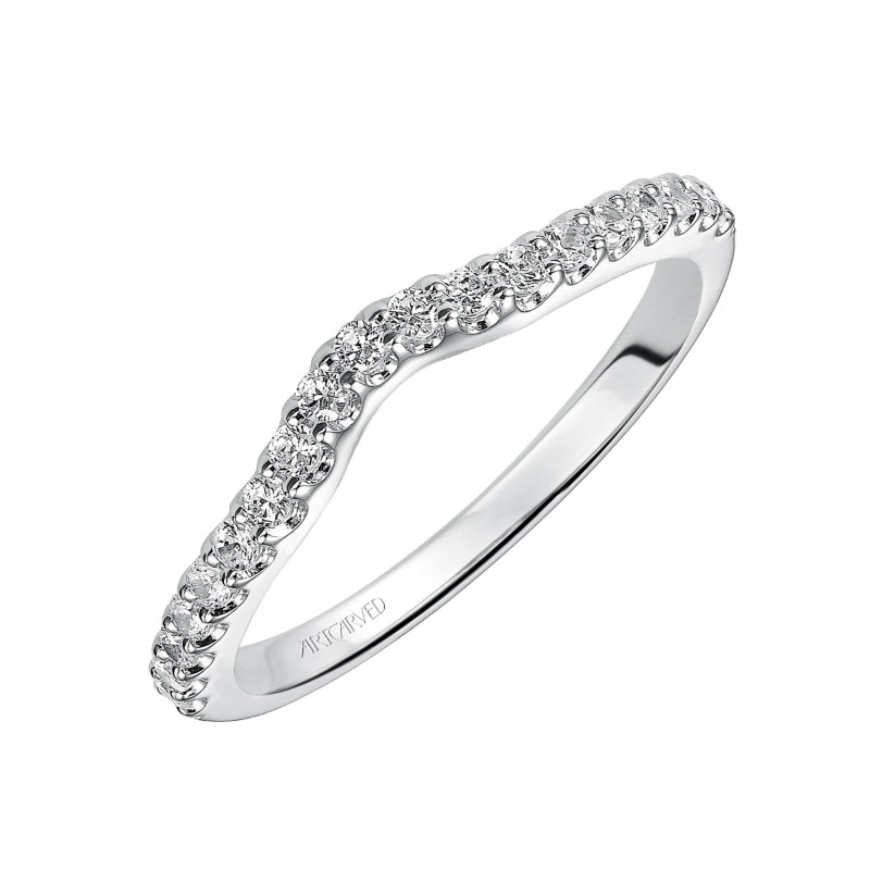 Artcarved Bridal Mounted with Side Stones Classic Solitaire Diamond Wedding Band Abigail 14K White Gold