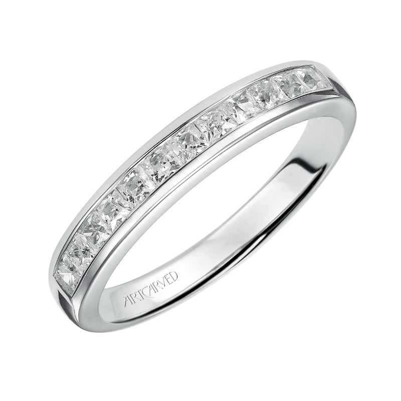 Artcarved Bridal Mounted with Side Stones Classic Diamond Wedding Band Alena 14K White Gold