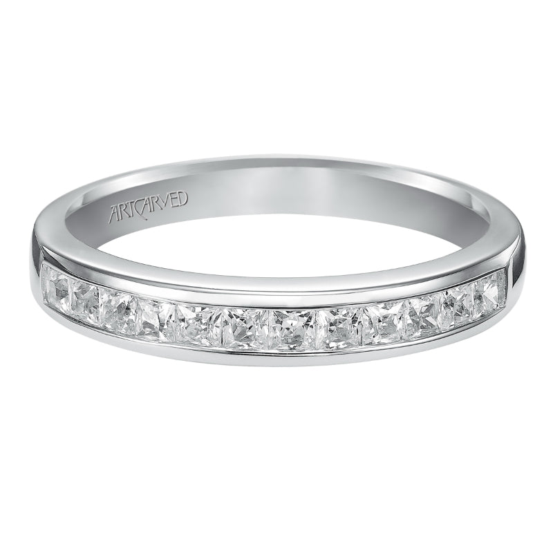 Artcarved Bridal Mounted with Side Stones Classic Diamond Wedding Band Alena 14K White Gold