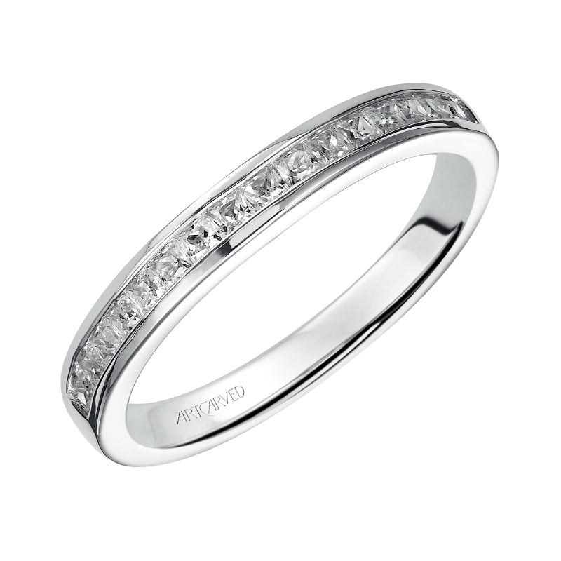 Artcarved Bridal Mounted with Side Stones Classic Diamond Wedding Band Jillian 14K White Gold
