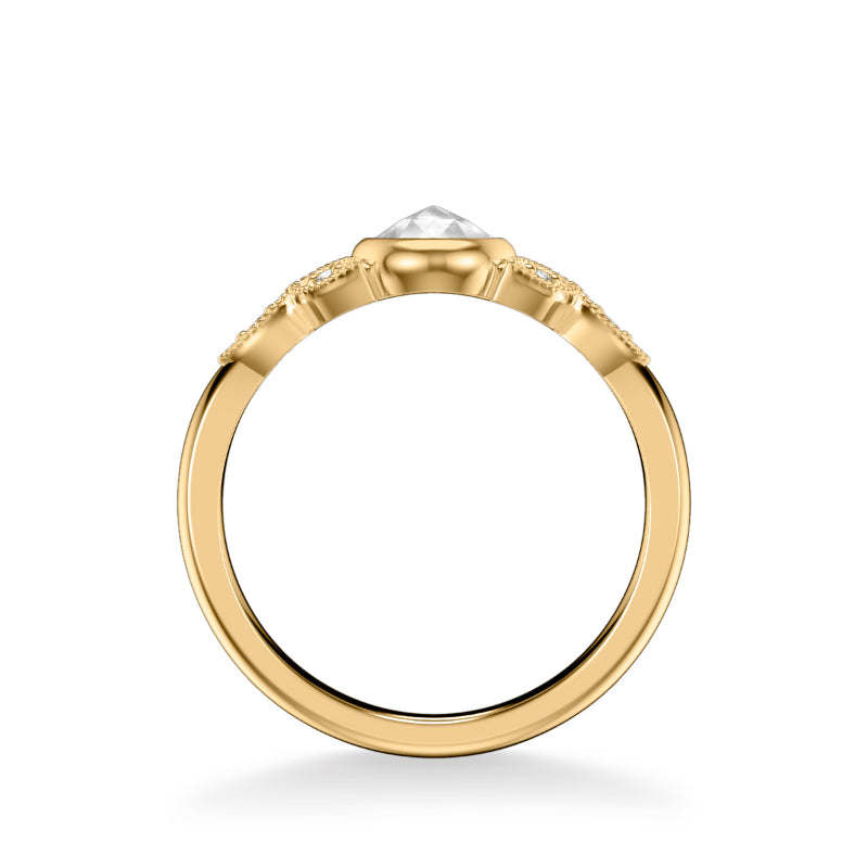Artcarved Bridal Mounted Mined Live Center Contemporary Engagement Ring 18K Yellow Gold