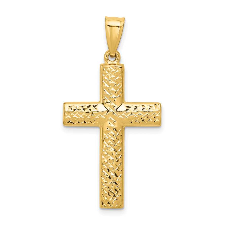 Quality Gold 14K Reversible Textured/Polished Cross Pendant