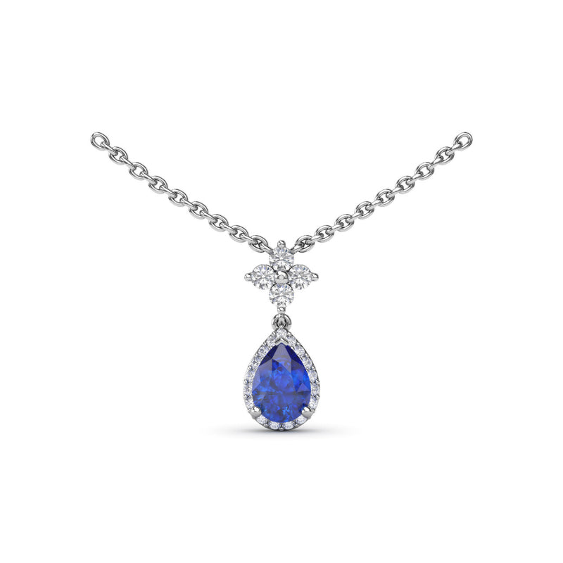 Fana Sapphire and Diamond Teardrop Necklace