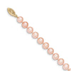 Quality Gold 14k Pink Near Round Freshwater Cultured Pearl Bracelet