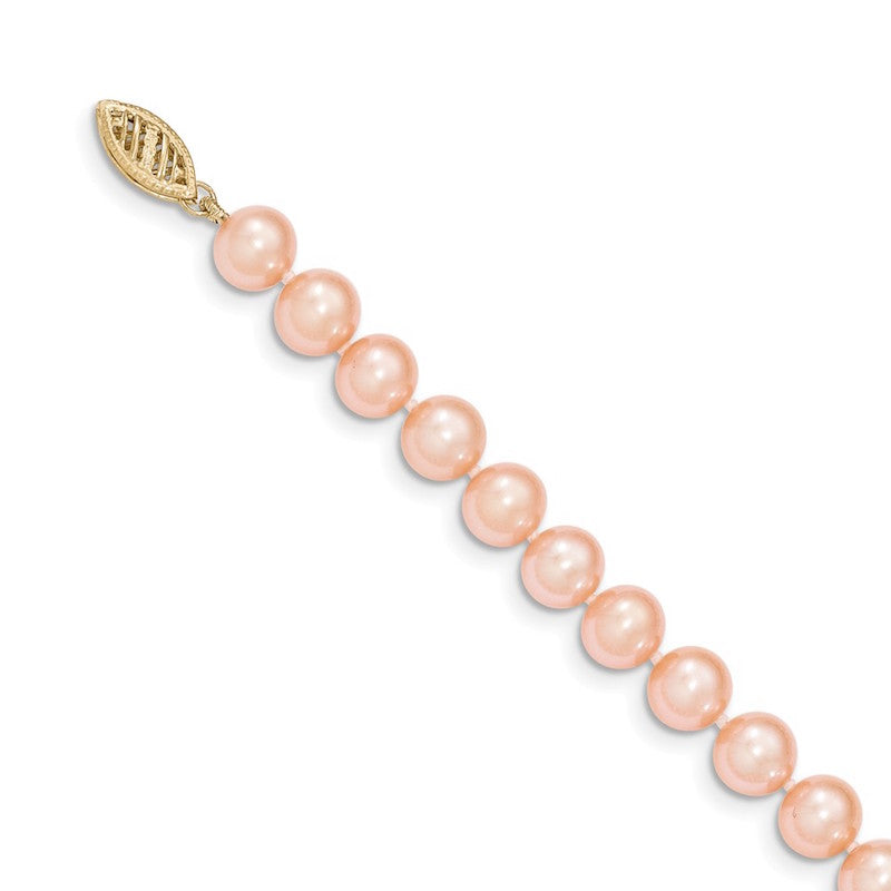 Quality Gold 14k Pink Near Round Freshwater Cultured Pearl Bracelet