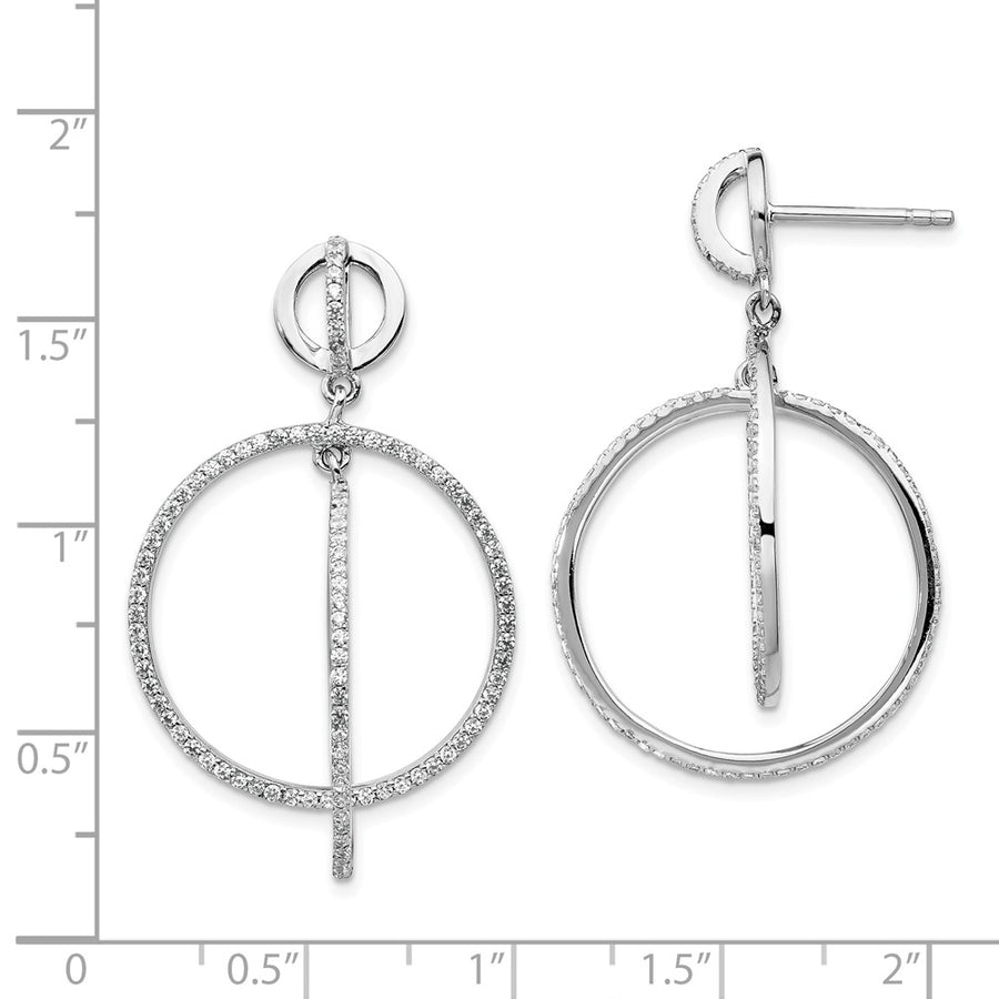 Quality Gold Sterling Silver Rhodium-plated CZ Circles Dangle Post Earrings