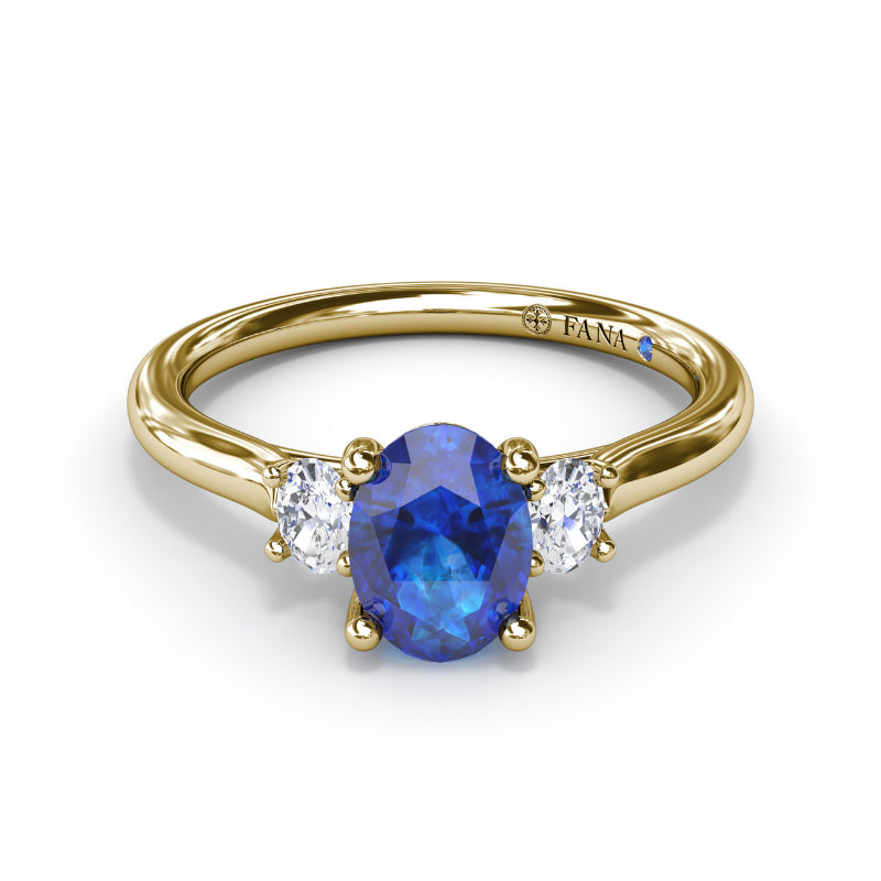 Fana Three Stone Sapphire and Diamond Ring