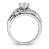 Quality Gold 14k White Gold By-Pass Halo (Holds 1/2 carat (5.2mm) Round Center) 1/3 carat Diamond Semi-mount Engagement Ring