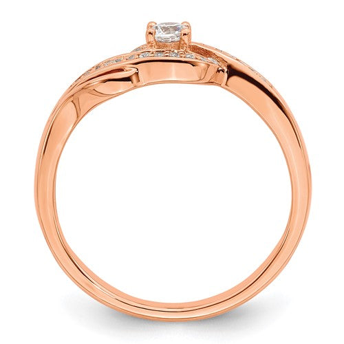 Quality Gold 14k Rose Gold Lab Grown Diamond SI1/SI2, G H I, Petite Bypass Engagement Ring