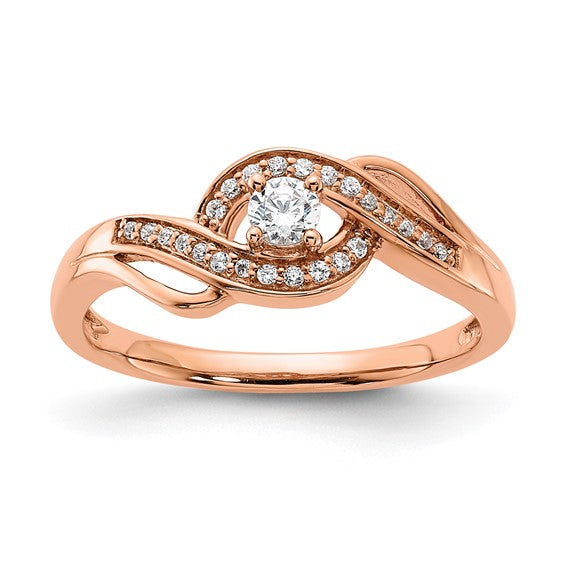 Quality Gold 14k Rose Gold Lab Grown Diamond SI1/SI2, G H I, Petite Bypass Engagement Ring