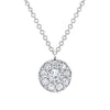 Shy Creation 14k Gold White 0.22Ct-Ctr(Round) 0.28Ct-Side Diamond Cluster Necklace