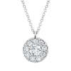Shy Creation 14k Gold White 0.40Ct-Ctr(Round) 0.35Ct-Side Diamond Cluster Necklace