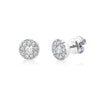 Shy Creation 14k Gold White 0.47Ct-Ctr(Round) 0.53Ct-Side Diamond Cluster Earring