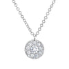 Shy Creation 14k Gold White 0.10Ct-Ctr(Round) 0.13Ct-Side Diamond Cluster Necklace