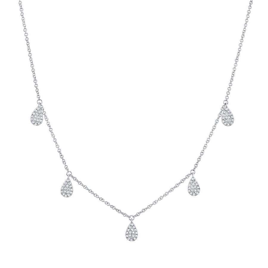 Shy Creation 14k Gold White 0.27Ct Diamond Pave Necklace
