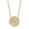 Shy Creation 14k Gold Yellow Emmie 0.15 ct. Diamond Pave Disc Circle Pendant Necklace