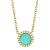 Shy Creation 14k Gold Yellow 0.04Ct Diamond & 0.33Ct Composite Turquoise Necklace