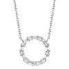 Shy Creation 14k Gold White 0.29Ct Diamond Baguette Circle Necklace
