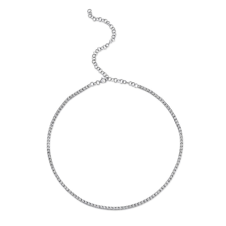 Shy Creation 14k Gold White 0.95Ct Diamond Tennis Choker Necklace
