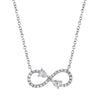 Shy Creation 14k Gold White 0.22Ct Diamond Infinity Necklace