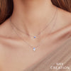 Shy Creation 14k Gold White Eden Blue Sapphire & Diamond Pendant Necklace