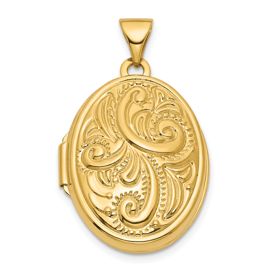 Quality Gold 14ky Reversible Swirl Design 21mm Oval Locket
