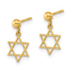 Quality Gold 14K Polished Star of David Post Dangle Earrings