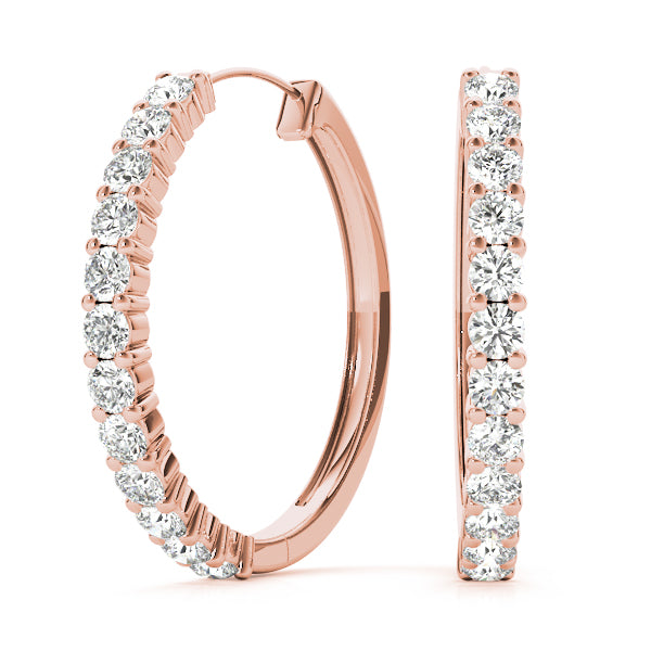 Shared Prong Diamond Hoop Earrings