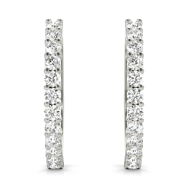 Shared Prong Diamond Hoop Earrings