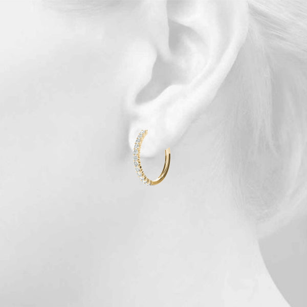 Shared Prong Diamond Hoop Earrings
