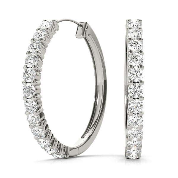 Shared Prong Diamond Hoop Earrings