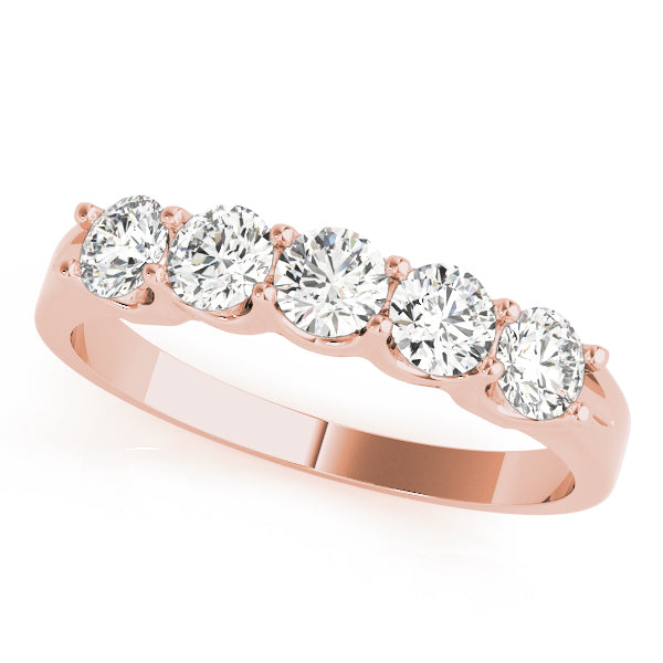 5-Stone Shared Prong Diamond Wedding Band