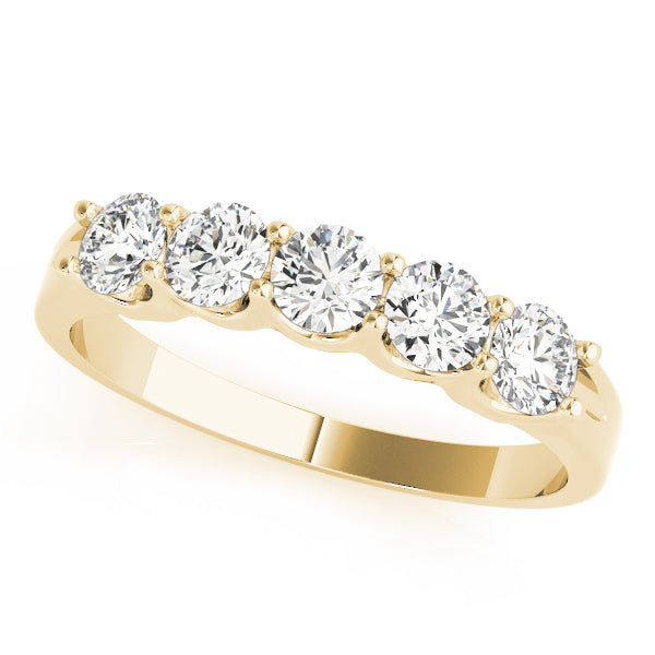 5-Stone Shared Prong Diamond Wedding Band