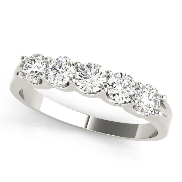5-Stone Shared Prong Diamond Wedding Band