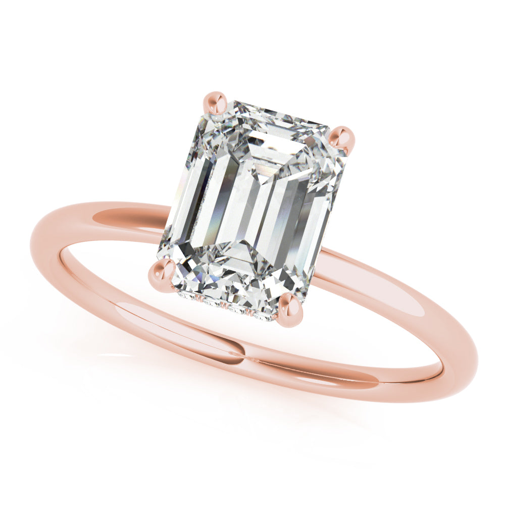 Emerald Cut Hidden Halo Engagement Ring