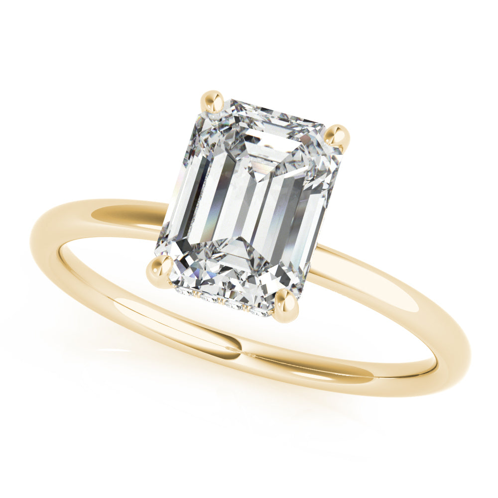 Emerald Cut Hidden Halo Engagement Ring