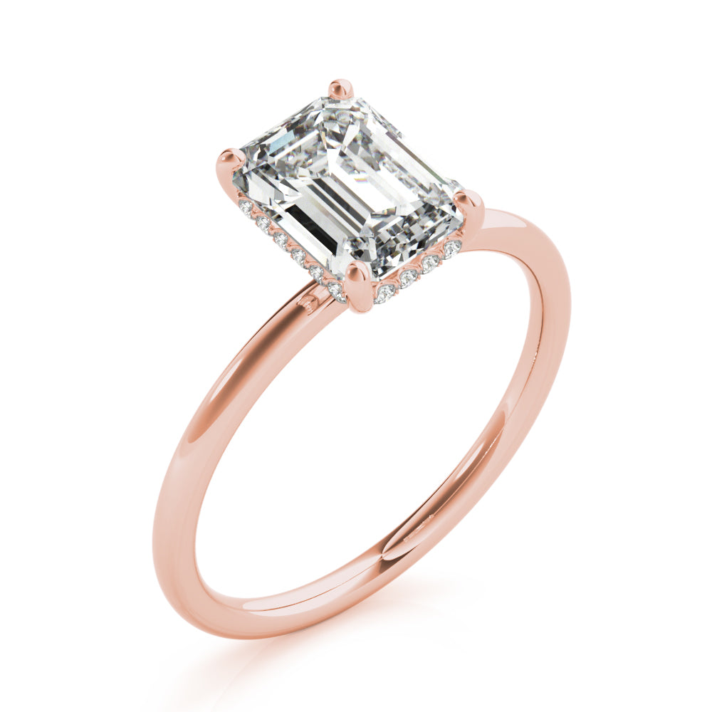 Emerald Cut Hidden Halo Engagement Ring