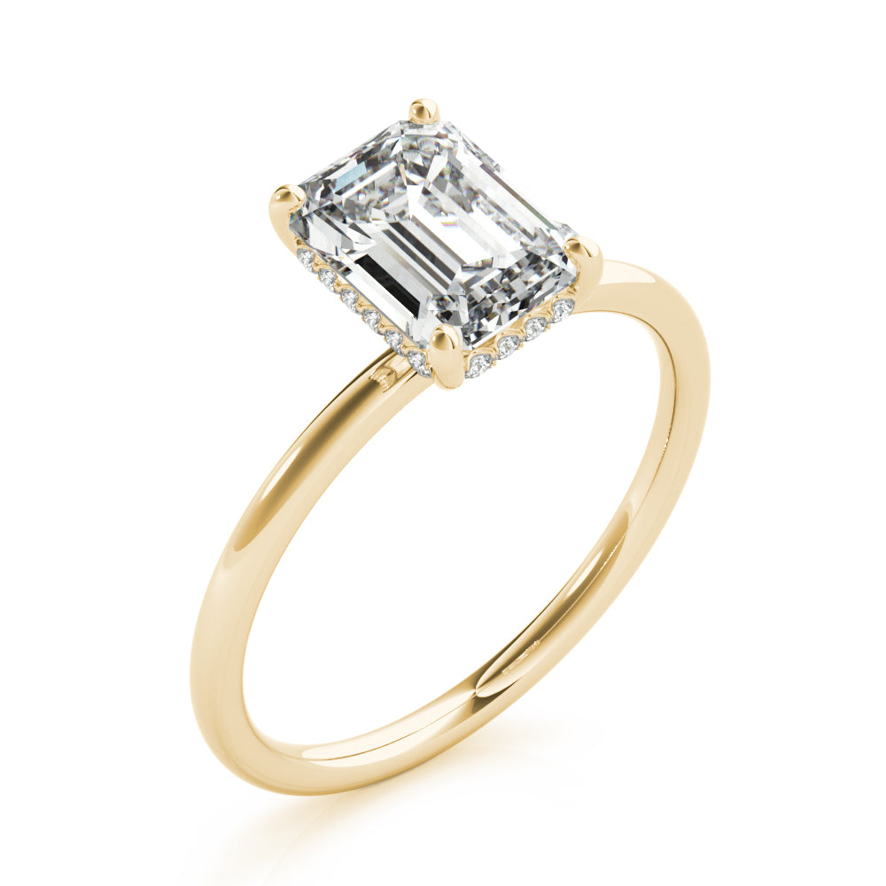 Emerald Cut Hidden Halo Engagement Ring