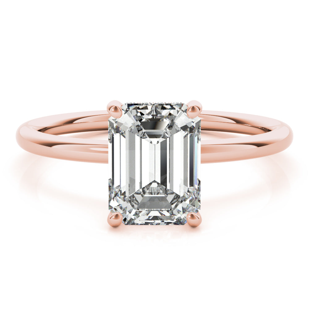 Emerald Cut Hidden Halo Engagement Ring