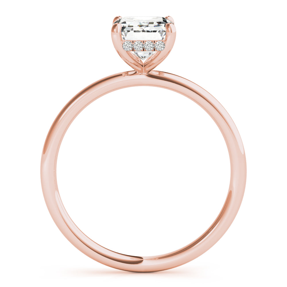 Emerald Cut Hidden Halo Engagement Ring