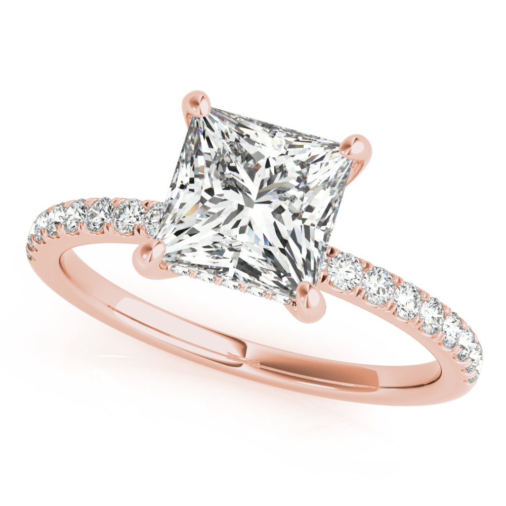 Princess Cut Hidden Halo Engagement Ring