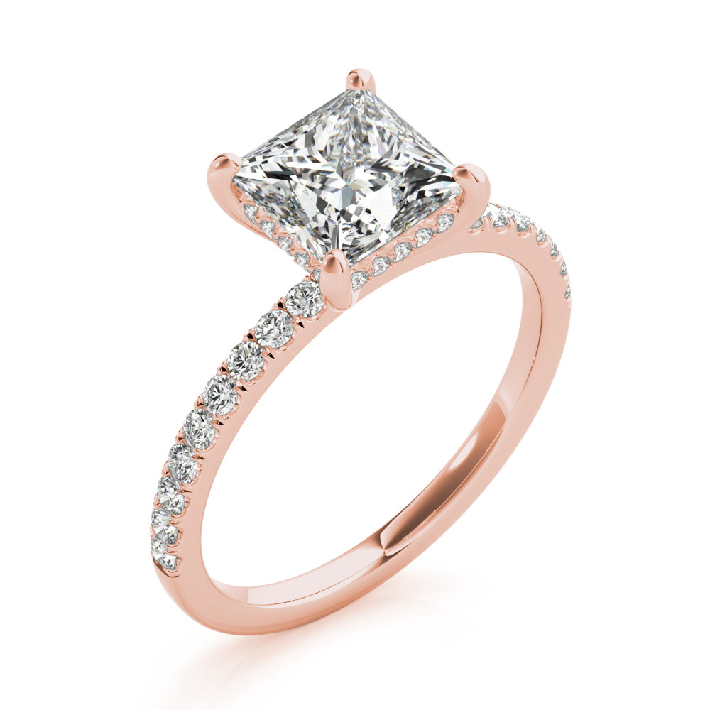 Princess Cut Hidden Halo Engagement Ring