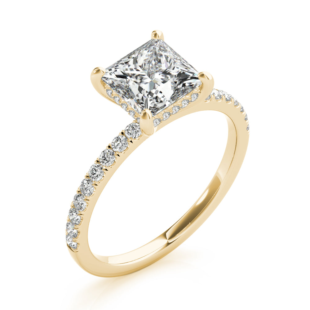 Princess Cut Hidden Halo Engagement Ring